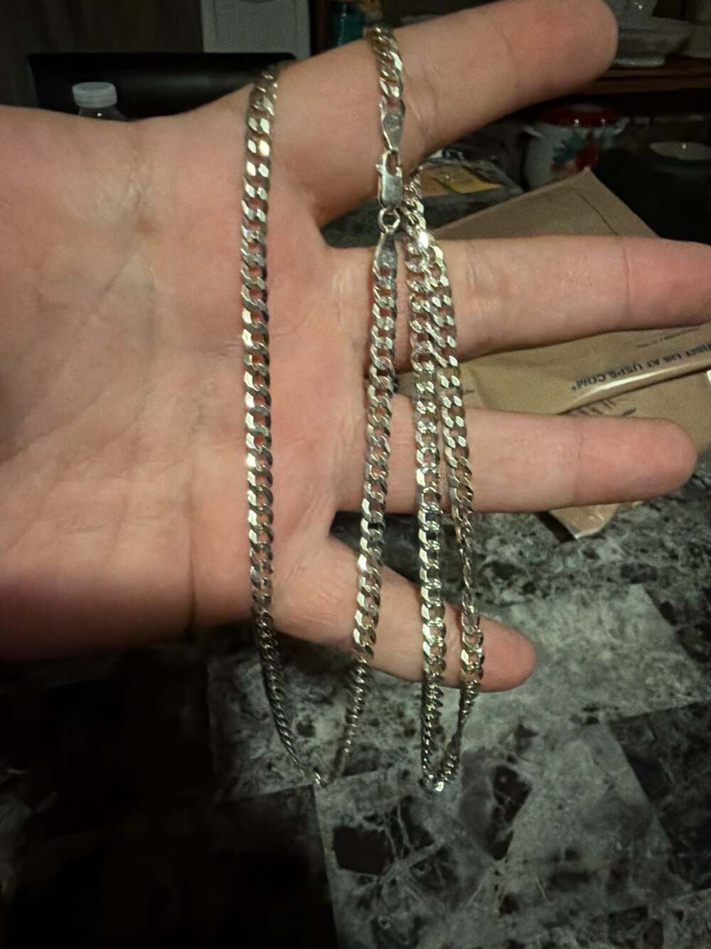 925 SOLID Sterling Silver Diamond-Cut CURB Chain Necklace 30 inch 19.1 grams